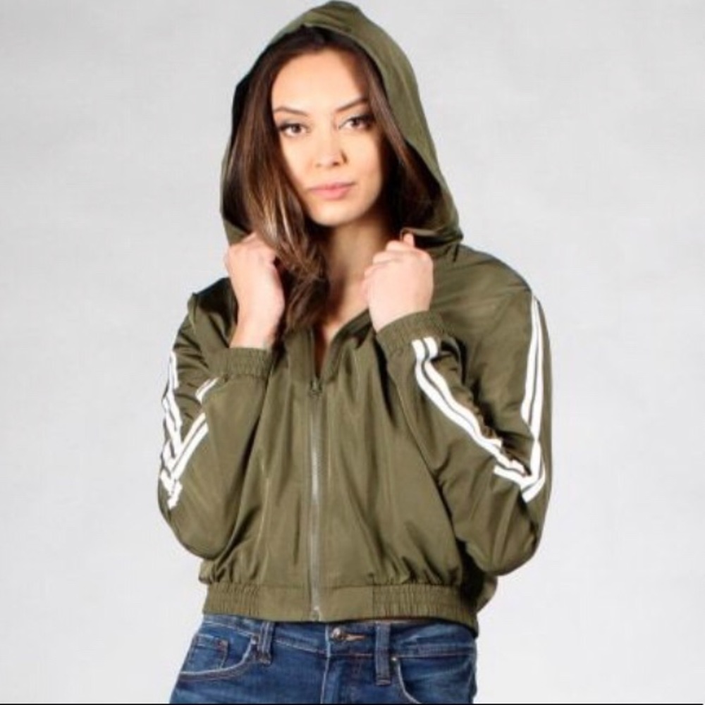 Olive green windbreaker